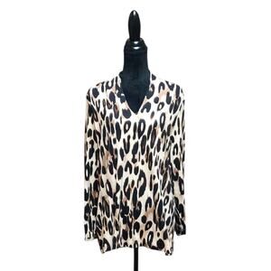 Chico's 3 Polished Animal Print Tunic Top Long Sleeve Sixe XL Shirt Pima Cotton